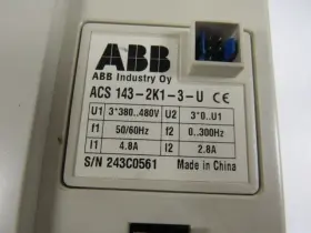 Acs143-2k1-3-u Abb Ac Drive 380-480vac 0-300hz 2.8a Xlnt #2