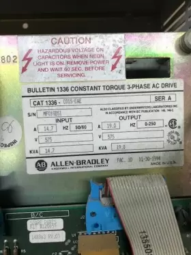1336-c015-eae Allen-bradley Ac Inverter Drive 3ph 15.0kva 15hp 575v Used #3