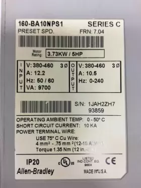 160ba10nps1 Allen Bradley 160ba10nps1/c Series C Variable Speed Drive 5hp 460v Ac Frn 7.04 #3