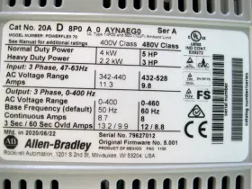 20a-d8p0a0aynaeg0 Allen-bradley Ser A Powerflex 70 5 Hp Ac Drive D7 #3
