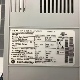 Brad20ab028a3aynanco Allen-bradley 20ab028a3aynanco Series A Spowerflex 70 / Used Lmp69b #3