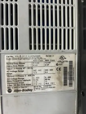 20ad011f0aynannn Allen Bradley Used - Powerflex Vfd O3-b
