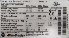 20ad014a3ayyaec1 Allen-bradley Used Powerflex 70 Ser.a 10hp #3