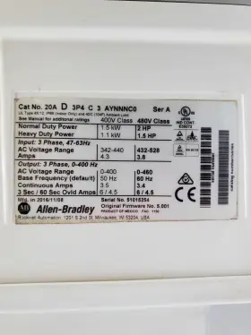20ad3p4c3aynnnc0 Allen-bradley Tested /a Powerflex 70 Ac Drive 480v 3ph 2hp 3.4a #3