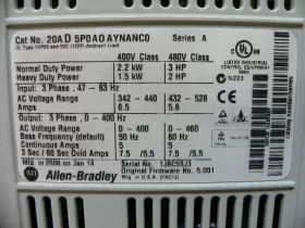 20ad5p0a0aynanc0 Allen Bradley 20ad5p0aoaynanc0 Drive 3hp 5amp 480vac 3ph Powerflex-70 #3