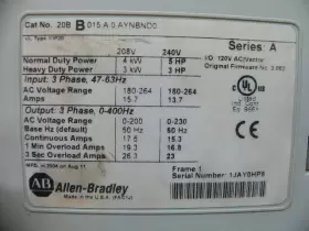 20bb015a0aynbnd0 Allen Bradley 20b 015 Aynbnd0 15.3 A At 7.5 Hp 208/240v Ip20/nema/ul 1 Ac Drive #3