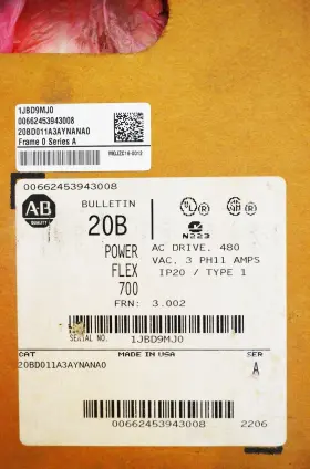 20bd011a3aynana0 Allen-bradley New Sealed Powerflex 700 7.5 Hp 480 Vac Ser. A