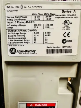 20bd027a3 Allen-bradley Power Flex 700-20b D 027 A 3 Aynans0 Series #2