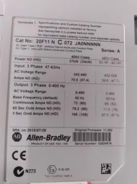 Ja0nnnnn Allen-bradley 20f11 N C072 Ser.a Powerflex 753 Drive 50hp #2
