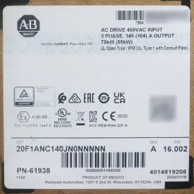 20f1anc140jn0nnnnn Allen-bradley New Ab 753 Ac Packaged Drive Air Cooled