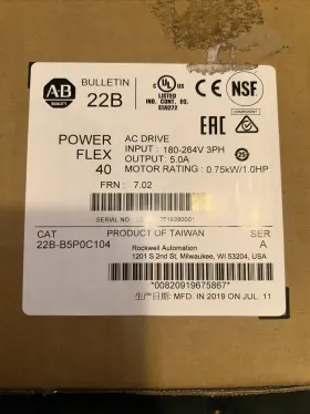 22b-b5poc104 Allen-bradley New Sealed Box Powerflex 40 Ac Drive Ser A Fw 7.02