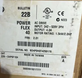 22b-d4pof104 Allen-bradley Power Flex 40 Drive