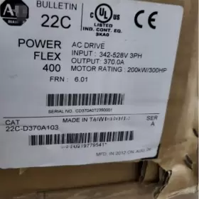 22c-d370a103 Allen-bradley Powerflex 400- 200 Kw 300 Hp Ac Drive New