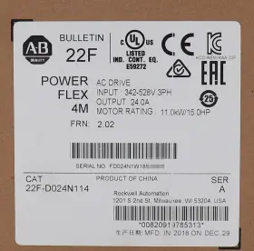 22f-d024n114 Allen-bradley New 15hp 480v Powerflex 4m Vfd 11kw Inverter Ac Drive