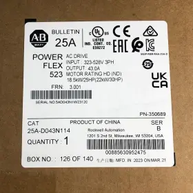 25a-d043n114 Allen-bradley Powerflex 523 22kw 30hp Ac Drive 25ad043n114 New #2