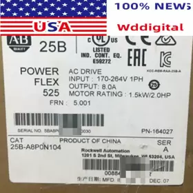 25b-a8p0n104 Allen-bradley Powerflex 525 Ac Drive 2hp New Factory Sealed