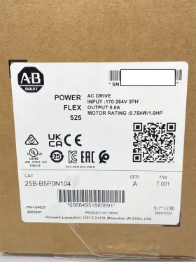 25b-b5p0n104 Allen-bradley 25b-b5p0n104/a Powerflex 525 Ac Drive 0.75kw 1.0hp