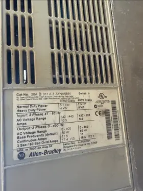 20ad011a3aynang0-fvw3m3ys Allen-bradley / Rockwell Automation 20ad011a3aynang0 /a Powerflex 70 Ac Drive 480vac 3-ph 11a Read #2