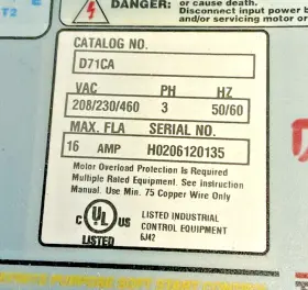 D71ca Baldor Ac Drive 16a 3ph 50/60hz 208/230/460vac #2