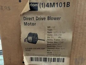 4m101b Dayton 1/2 Hp Direct Drive Blower Motor 1075 Rpm 208/230 Vac 1