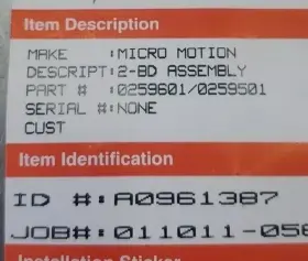 2-board Micro Motion 0259601/0259501 Pcb Assembly. 3e-5 #3
