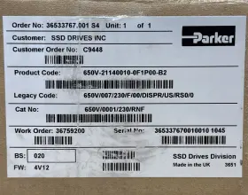 650v-21140010-0f1p00-b2 Parker 650v/0001/230/rnf New Open Box- 650 Series Ac Drive 1hp 240v 1ph #3