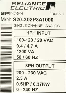 S20-x02p3a1000 Reliance Electric Sp200 Single Channel Analog #2