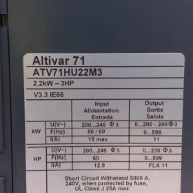 Atv71hu22m3 Schneider Variable Speed Drive 3 Phase Used #2