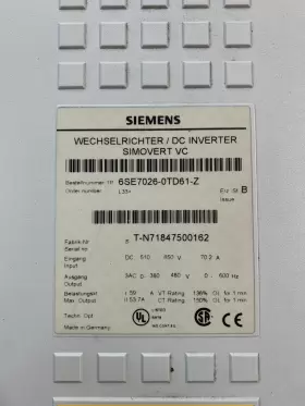 6se7026-0td61-z Siemens Dc Inverter 480 Vac Out 59 Amps #2