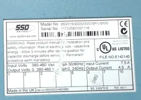 Ssd Drives 650/015/400/0/00/disp/us/0/0 380 - 460 V Ac 3 Ph Inverter Drive #3
