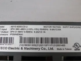 A510-4005-c3-u Teco Ac Drive 5/7.5hp In 3ph 380-480vac 50/60hz 9.6/12.6a Used #2