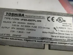 Vfs9-4007pl-wn Toshiba 1hp Ac Drive 380-5000vac 0.5-400hz 2.3a Xlnt #2