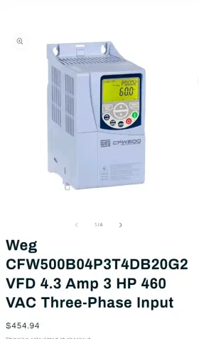 Cfw500804p3t4db20g2 Weg Cfw500b04p3t4db20g2 Cfw500 Series Ac Drive 3hp 480v Ser B With Ethernet Module