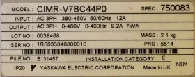 Cimr-v7bc44p0 Yaskawa Vs-606v7 Compact Inverter Drive #3