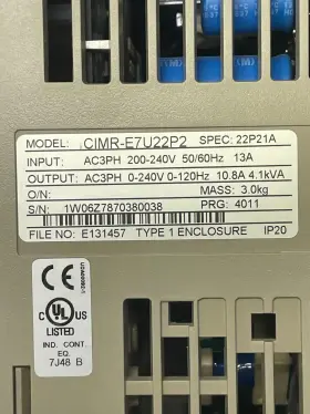 Cimr-e7u22p2 Yaskawa Electric E7 Ac Drive Cimr-e7u22p2- 240v 10.8a Perfect Working Order #2