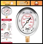 Liquid Filled Industrial Pressure Gauge 2.5" Dial, Brass Internals, 0-5000 Psi/k. Fixed Price $35.99.